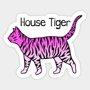 Pink House Tiger Cat Sticker